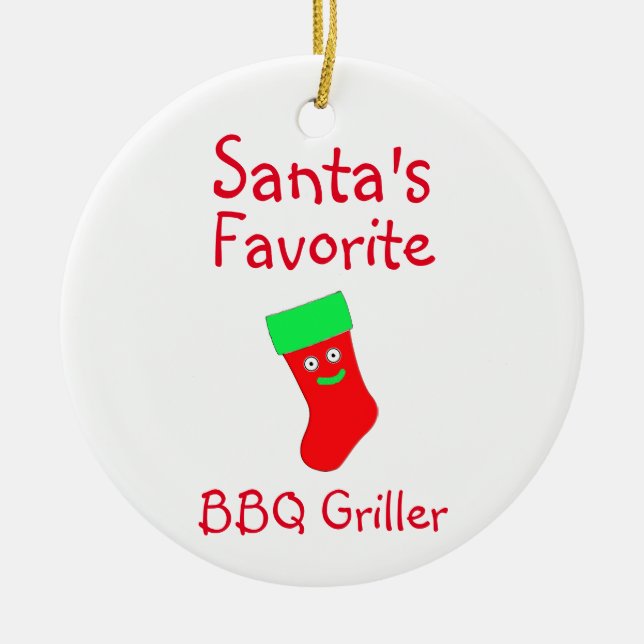 Père Noël Favori BBQ Griller Ornement céramique (Devant)