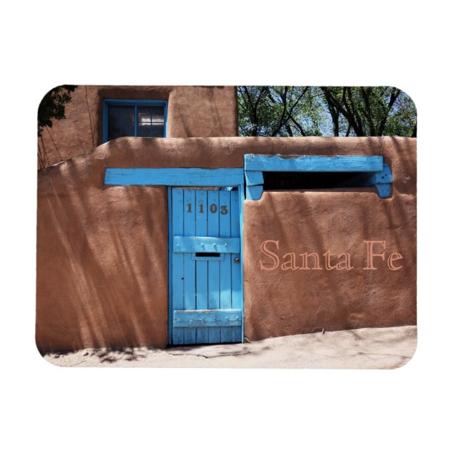 Père Noël Fe New Mexico Blue Door Magnet (Horizontal)