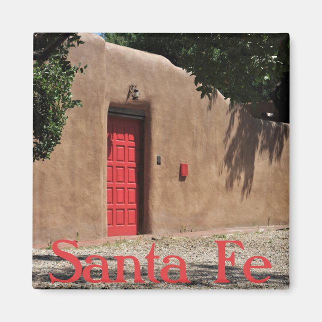 Père Noël Fe New Mexico Magnet de portes rouges (Devant)