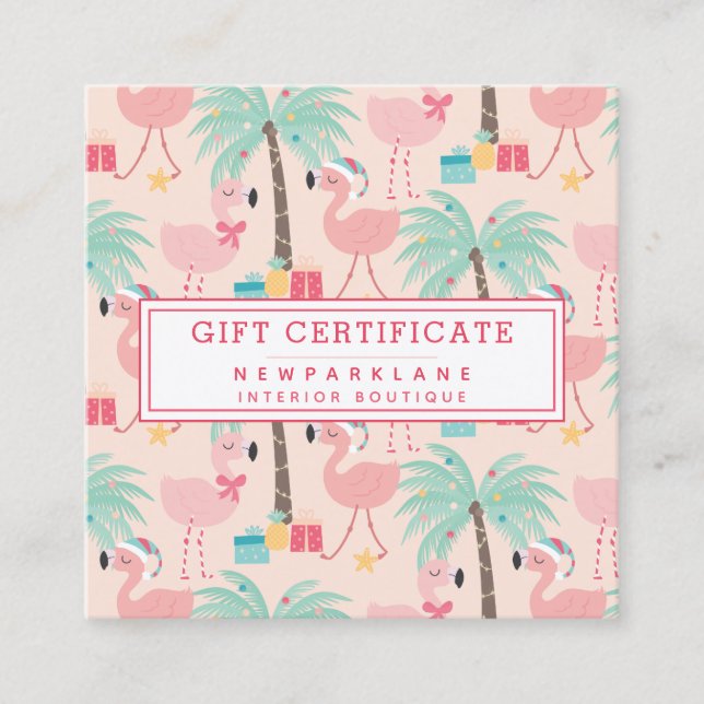Père Noël Flamant rose - Certificat cadeau de Noël (Devant)