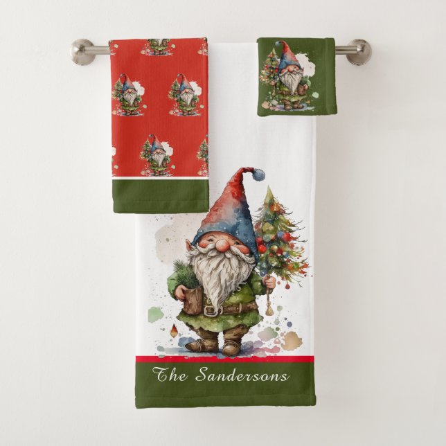 Père Noël Gnome Noël Rouge Vert Blanc (En situation)