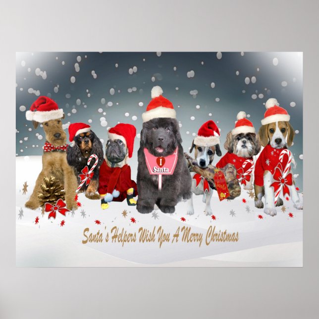 Père Noël Helpers Joyeux affiche de Noël (Devant)