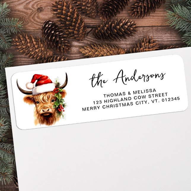 Père Noël Highland Cow Festive Farm Adresse de ret (Créateur téléchargé)