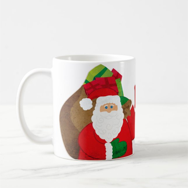 Père Noël "Ho Ho Ho Joyeux Noël" tasse blanche (Gauche)