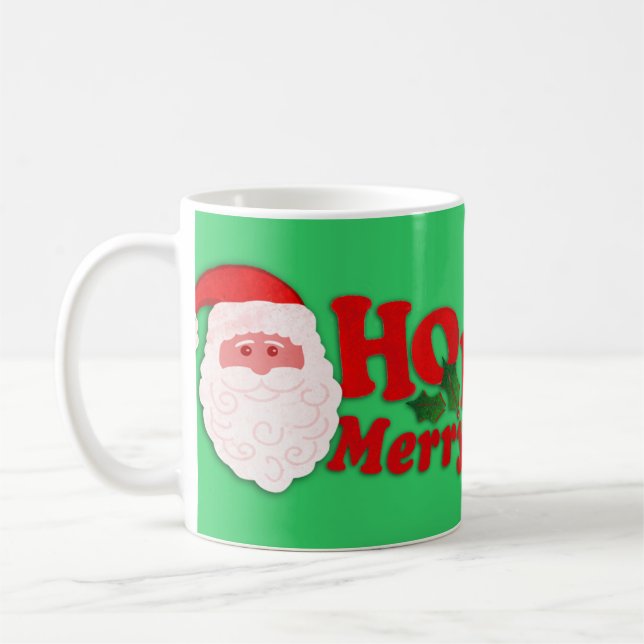 Père Noël "Ho Ho Ho Joyeux Noël" tasse verte (Gauche)