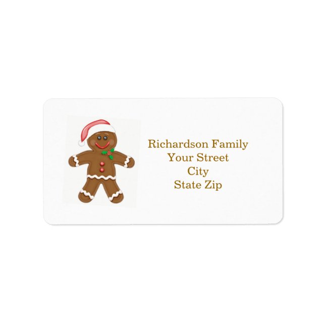 Père Noël homme pain d'épices étiquette de adresse (Devant)