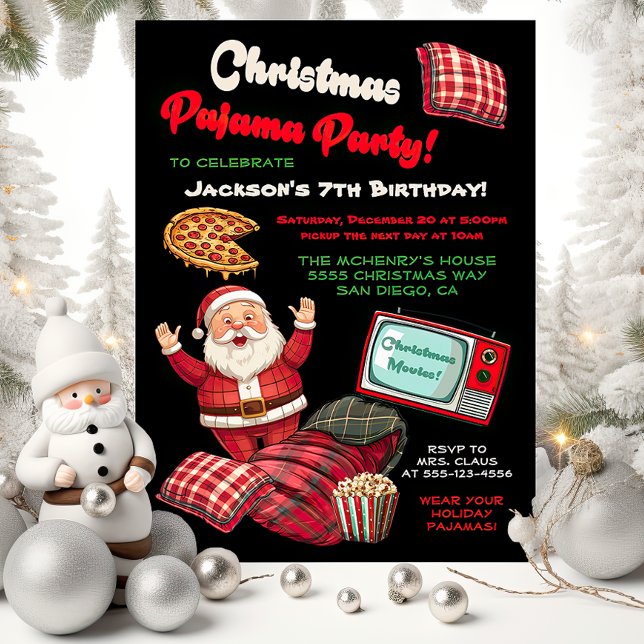 Père Noël Invitations de la fête du pyjama de Noël (Créateur téléchargé)