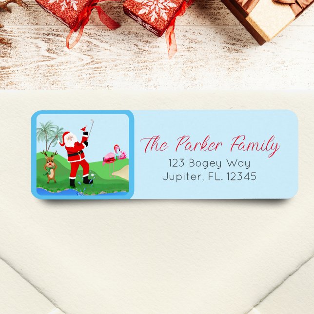 Père Noël Jouant À L'Eau Avec Martini Party (Spread holiday cheer with our 'Par-Tee This Christmas!' return address labels!)