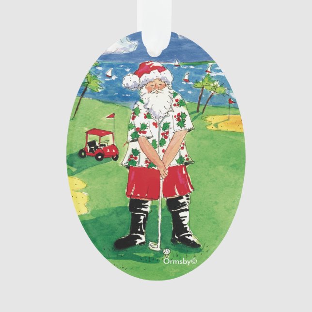 Père Noël jouant au golf l'ornement de Noël (devant)