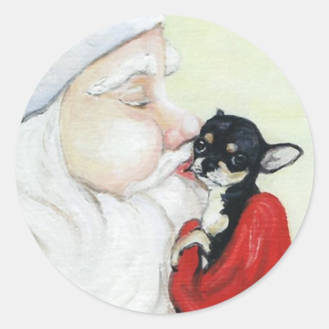 Père Noël Kiss for Chihuahua Art Sticker (Devant)