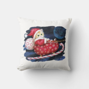 Père Noël Kitten en Coussin de nuit - Chat de Noël