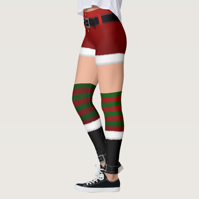 Père Noël Leggings Drôle Costume de Noël Leggings (Gauche)