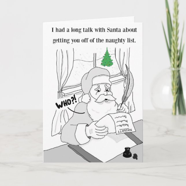 Père Noël Liste de vilaines, carte de Noël & Envel (Devant)