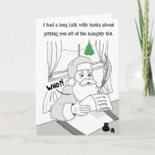 père Noël Liste de vilaines, carte de Noël & Envel