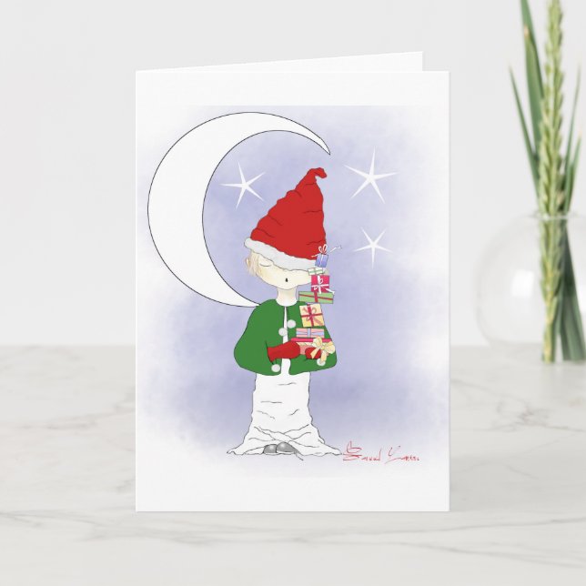 Père Noël Little Helper Cartes de voeux (Devant)