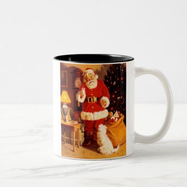 Père Noël mangeant le lait et la tasse de biscuits (Droit)