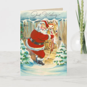 Père Noël mignon et carte de Noël de renne