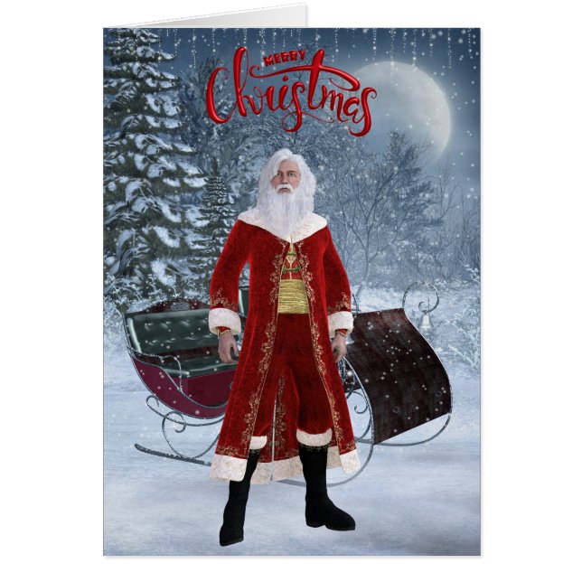 Père Noël moderne et carte de Noël Sleigh (Devant)