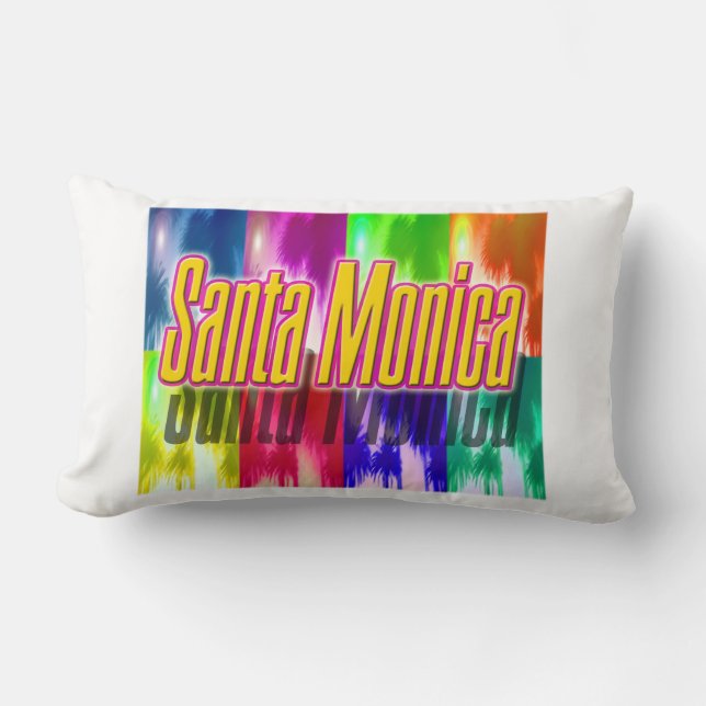 "Père Noël Monica" Palmiers colorés Jeter Oreiller (Recto)