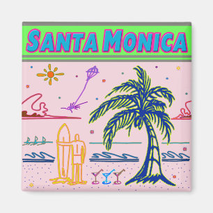 "Père Noël Monica" Surfer Beach Magnet