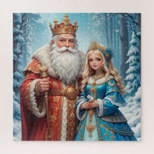 Père Noël Neige Demoiselle Noël Puzzle Fêtes