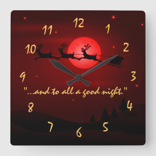 Père Noël Noël Minuit Horloge Murale Rouge