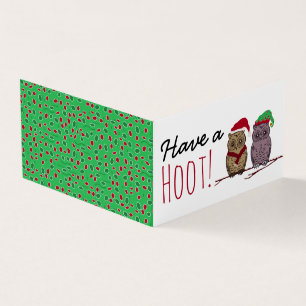 Père Noël Owl et Elf Owl, carte de Noël photo fami