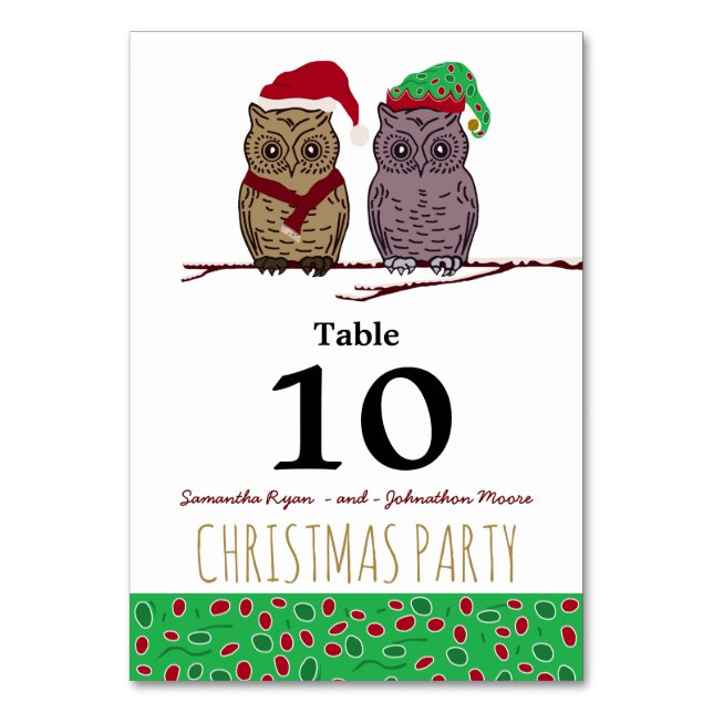 Père Noël Owl et Elf Owl Numéro de table (Par défaut)