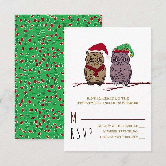 Père Noël Owl et Elf Owl RSVP (Devant / Derrière)