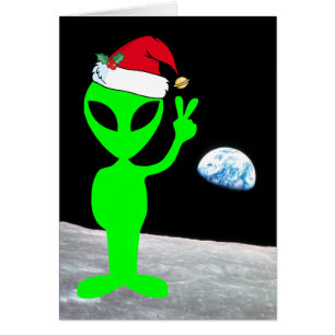 Père Noël Paix Alien sur la Lune et la Terre