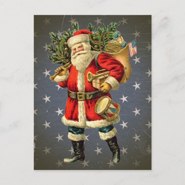 Père Noël patriotique / Carte postale Vintage (Devant)