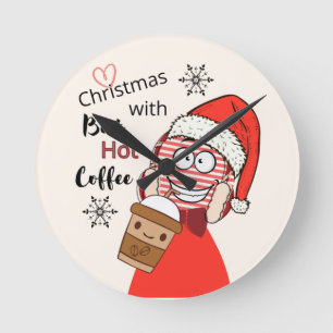 Père Noël Pause café Horloge murale de Noël