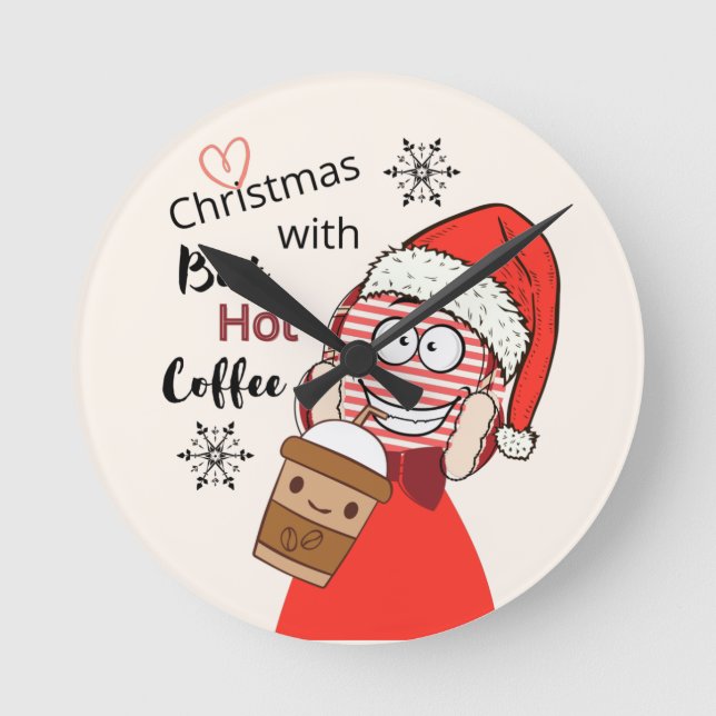 Père Noël Pause café Horloge murale de Noël (Recto)