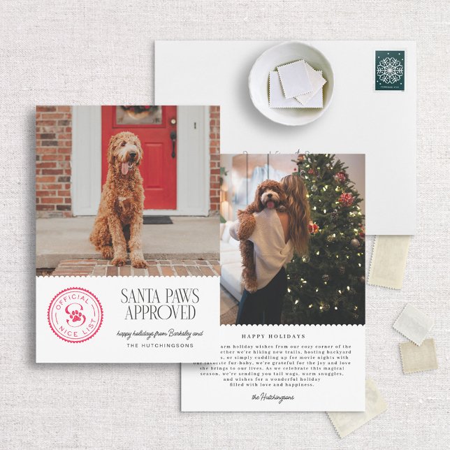 Père Noël Paws Approuvée Pet Carte Photo de Noël p (Créateur téléchargé)