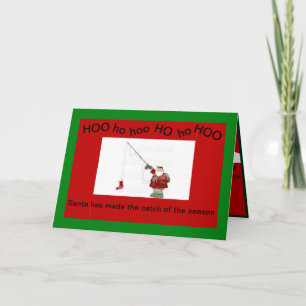 Père Noël pêchant sur une carte de Noël