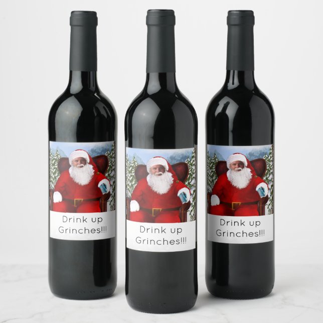 Père Noël personnalisée Ajouter vos étiquettes cad (Bouteilles)