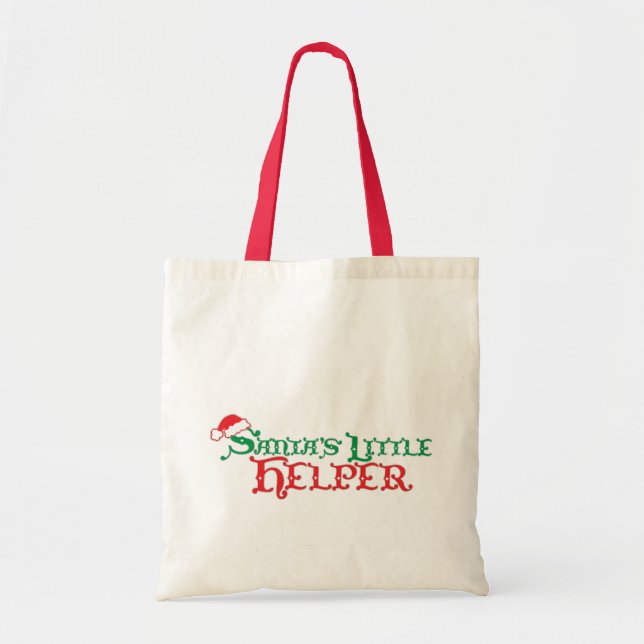 Père Noël petit aide rouge sac d'achat saisonnier (Devant)