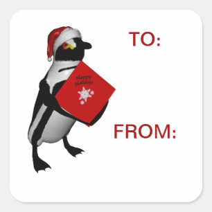 Père Noël pingouin étiquettes de étiquette cadeau 