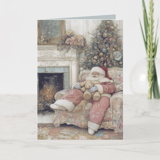 Père Noël prend une carte de Noël pour la sieste (Devant)