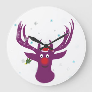 Père Noël Reindeer Roudolf Round (Grande horloge m