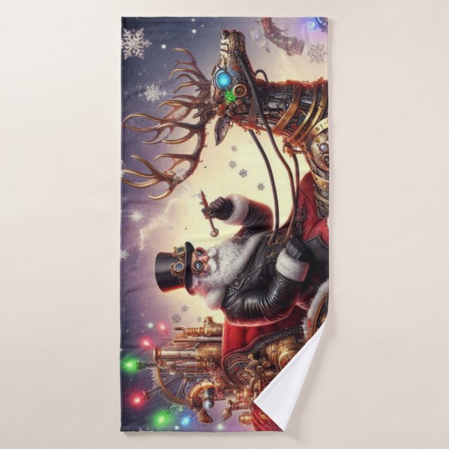 Père Noël/Reindeer steampunk Noël/hiver (Serviette de bain)
