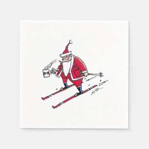 Père Noël Skiing serviettes en papier