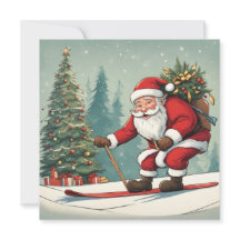 Père Noël skis Une carte à plat