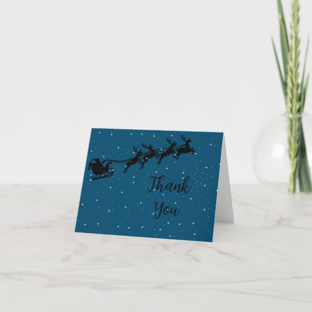 Père Noël Sleigh Carte de remerciements (Devant)