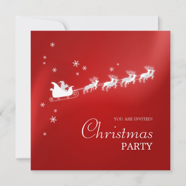 Père Noël Sleigh Reindeer invitation à la fête de  (Devant)