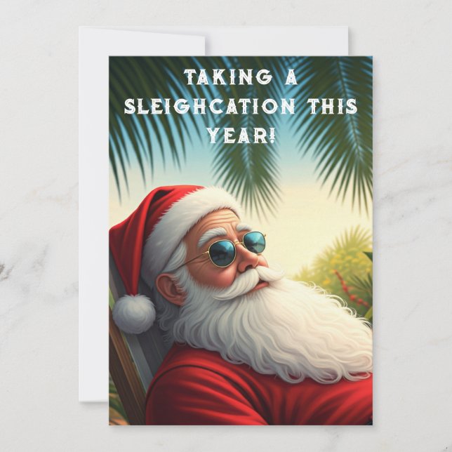 Père Noël Sleighcation - Carte de voeux de vacance (Devant)