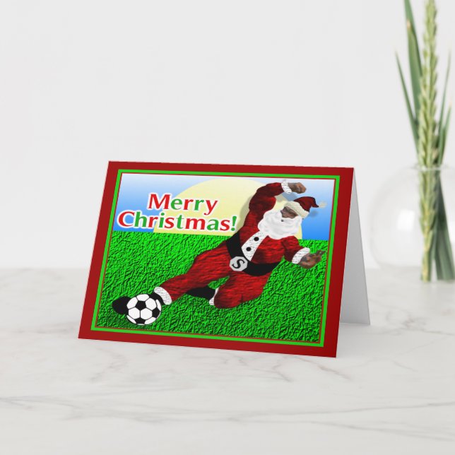 Père Noël Soccer Joyeux Noël Carte (Devant)