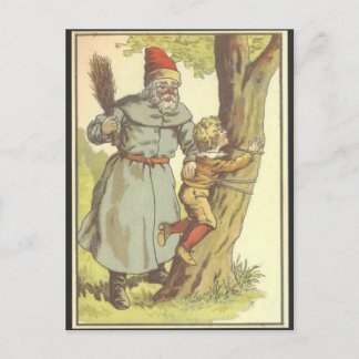 Père Noël Spançant une carte postale de garçon coq