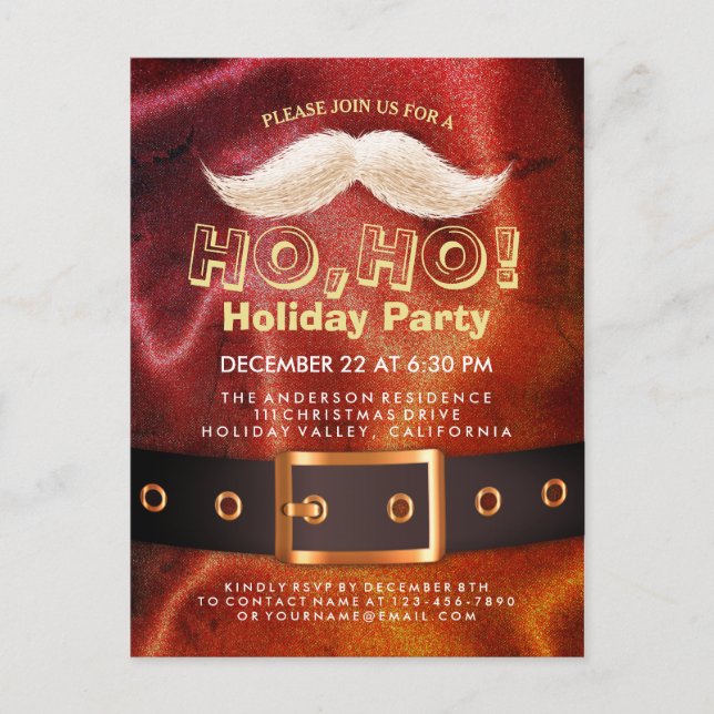 Père Noël Suit Noël Ho, Ho, Invitation de fête de  (Devant)