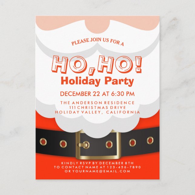 Père Noël Suit Noël Ho, Ho, Invitation de fête de  (Devant)